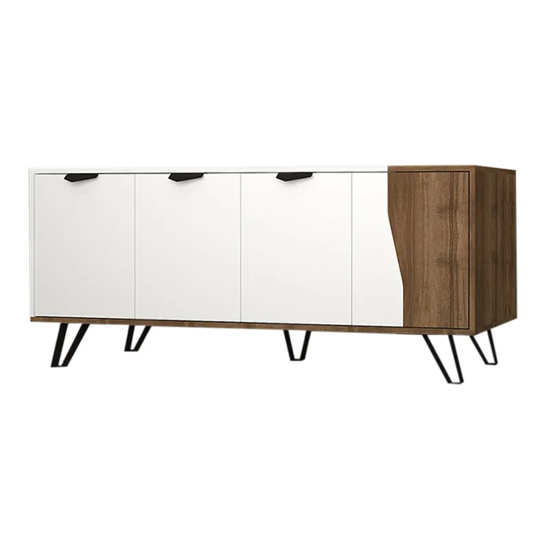 Μπουφές μελαμίνης Jasmine Megapap χρώμα λευκό - καρυδί 160x45x78εκ. - Μπουφέδες