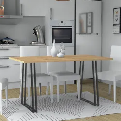 Τραπέζι Gable Megapap μεταλλικό - μελαμίνης χρώμα μαύρο - sonoma 140x80x76εκ.