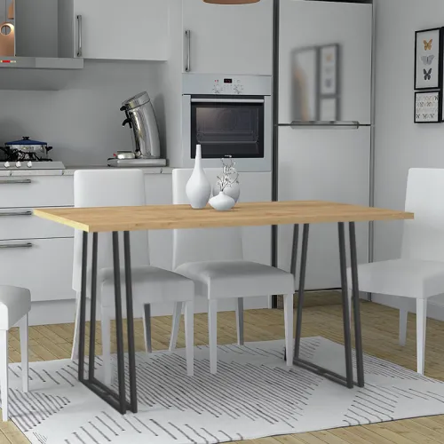 Τραπέζι Gable Megapap μεταλλικό - μελαμίνης χρώμα μαύρο - sonoma 140x80x76εκ.