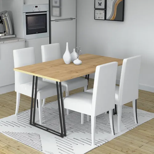 Τραπέζι Gable Megapap μεταλλικό - μελαμίνης χρώμα μαύρο - sonoma 140x80x76εκ.