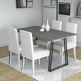 Τραπέζι Gable Megapap μεταλλικό - μελαμίνης χρώμα μαύρο - ανθρακί 140x80x76εκ.