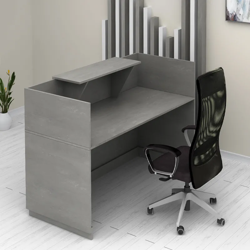 Γραφείο reception Lemmon Megapap χρώμα γκρι σκυροδέματος 160x70x110εκ.