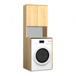 Έπιπλο πλυντηρίου Cozen Megapap χρώμα φυσικό οξιάς 65x60x178εκ.