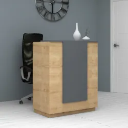 Γραφείο reception Gemini Megapap χρώμα φυσικό οξιάς - ανθρακί 90x50x110εκ.