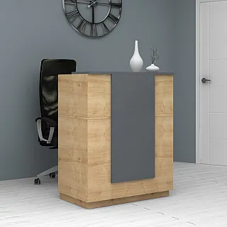Γραφείο reception Gemini Megapap χρώμα φυσικό οξιάς - ανθρακί 90x50x110εκ.
