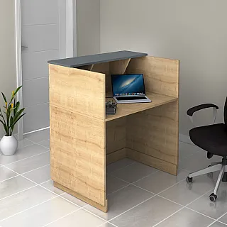 Γραφείο reception Gemini Megapap χρώμα φυσικό οξιάς - ανθρακί 100x70x110εκ.
