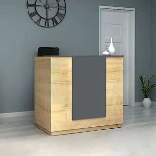 Γραφείο reception Gemini Megapap χρώμα φυσικό οξιάς - ανθρακί 120x70x110εκ.