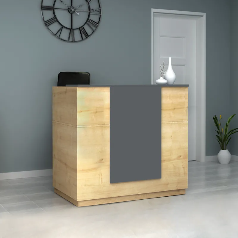 Γραφείο reception Gemini Megapap χρώμα φυσικό οξιάς - ανθρακί 120x70x110εκ.