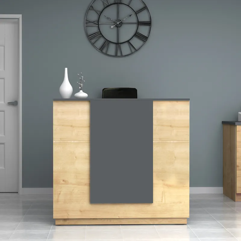 Γραφείο reception Gemini Megapap χρώμα φυσικό οξιάς - ανθρακί 120x70x110εκ.