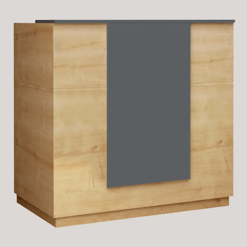 Γραφείο reception Gemini Megapap χρώμα φυσικό οξιάς - ανθρακί 120x70x110εκ.
