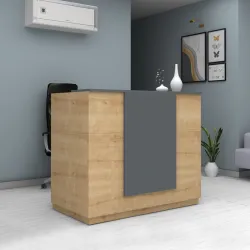 Γραφείο reception Gemini Megapap χρώμα φυσικό οξιάς - ανθρακί 150x70x110εκ.
