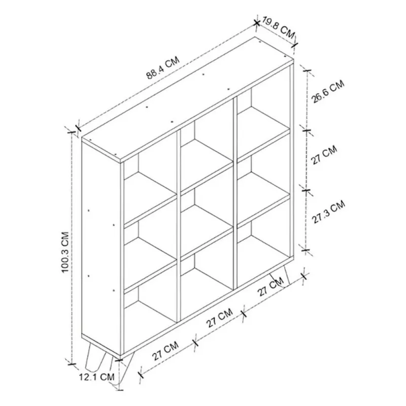 Βιβλιοθήκη Dokia Megapap χρώμα λευκό 88,4x19,8x100,3εκ.