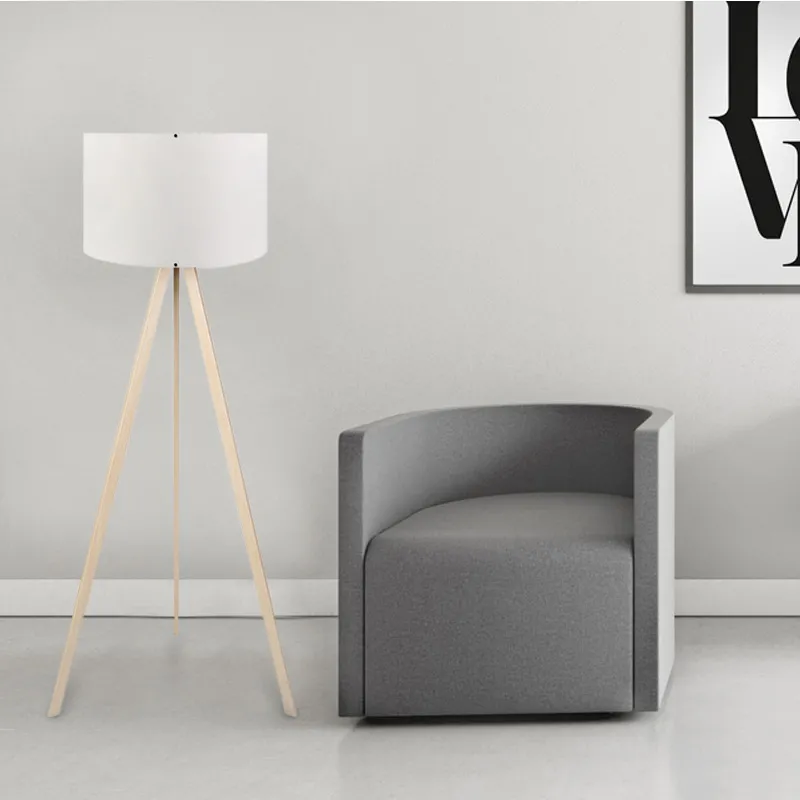 Φωτιστικό δαπέδου Rosling Megapap Mdf/ύφασμα Pvc χρώμα φυσικό/λευκό 38x21x140εκ. - Φωτιστικά Δαπέδου