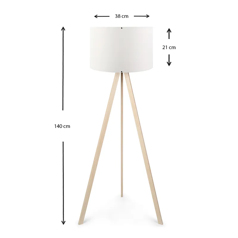 Φωτιστικό δαπέδου Rosling Megapap Mdf/ύφασμα Pvc χρώμα φυσικό/λευκό 38x21x140εκ. - Φωτιστικά Δαπέδου