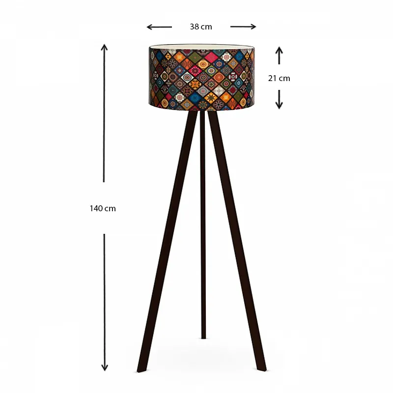 Φωτιστικό δαπέδου Rosling Megapap Mdf/ύφασμα Pvc χρώμα μαύρο/πολύχρωμο 38x21x140εκ. - Φωτιστικά Δαπέδου