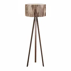 Φωτιστικό δαπέδου Rosling Megapap Mdf/ύφασμα Pvc χρωμα καρυδί/καφέ 38x21x140εκ.