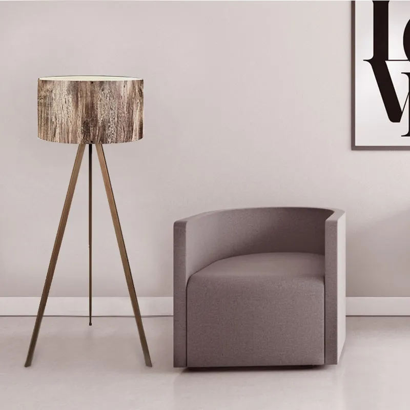 Φωτιστικό δαπέδου Rosling Megapap Mdf/ύφασμα Pvc χρωμα καρυδί/καφέ 38x21x140εκ. - Φωτιστικά Δαπέδου