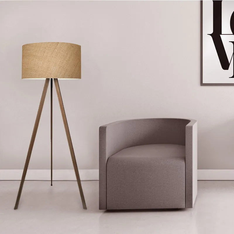 Φωτιστικό δαπέδου Rosling Megapap Mdf/ύφασμα Pvc χρώμα καρυδί/φυσικό 38x38x140εκ. - Φωτιστικά Δαπέδου
