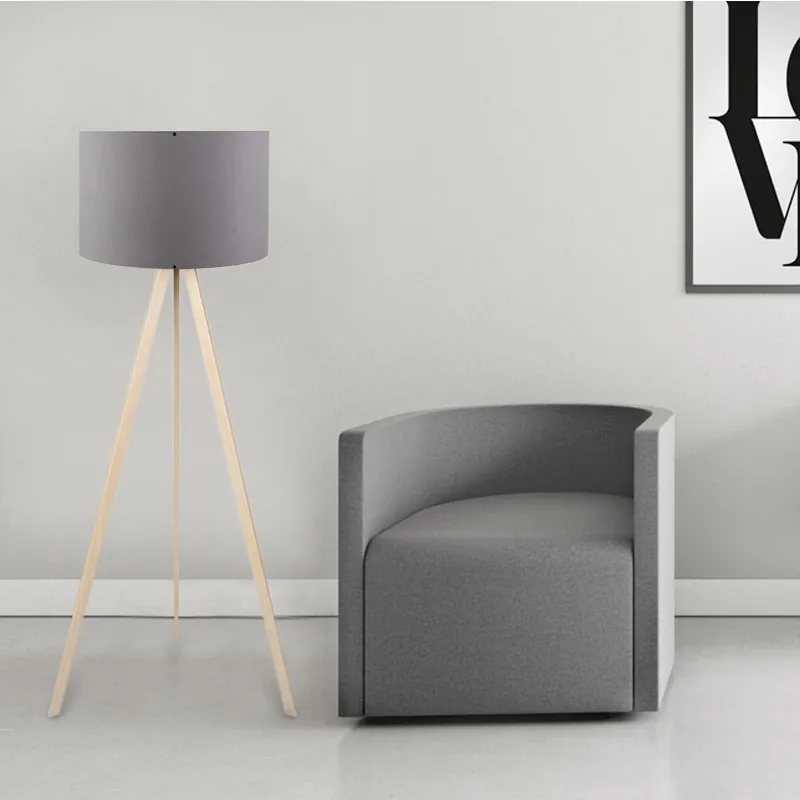 Φωτιστικό δαπέδου Rosling Megapap Mdf/ύφασμα Pvc χρώμα φυσικό/ανθρακί 38x21x140εκ. - Φωτιστικά Δαπέδου