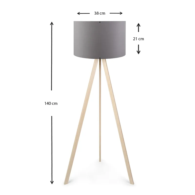 Φωτιστικό δαπέδου Rosling Megapap Mdf/ύφασμα Pvc χρώμα φυσικό/ανθρακί 38x21x140εκ. - Φωτιστικά Δαπέδου