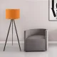 Φωτιστικό δαπέδου Rosling Megapap Mdf/ύφασμα Pvc χρώμα μαύρο/πορτοκαλί 38x21x140εκ. - Φωτιστικά Δαπέδου
