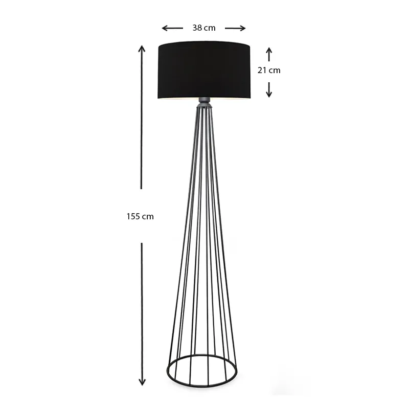 Φωτιστικό δαπέδου Faraday Megapap μέταλλο/ύφασμα χρώμα μαύρο 38x21x155εκ. - Φωτιστικά Δαπέδου
