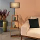 Φωτιστικό δαπέδου Claude Megapap Mdf/fabric Pvc χρώμα καφέ/μαύρο 37x20x140εκ. - Φωτιστικά Δαπέδου