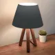 Φωτιστικό επιτραπέζιο Lander Megapap ύφασμα Pvc/ξύλο χρώμα μαύρο/καφέ 22x17x32εκ. - Επιτραπέζια φωτιστικά