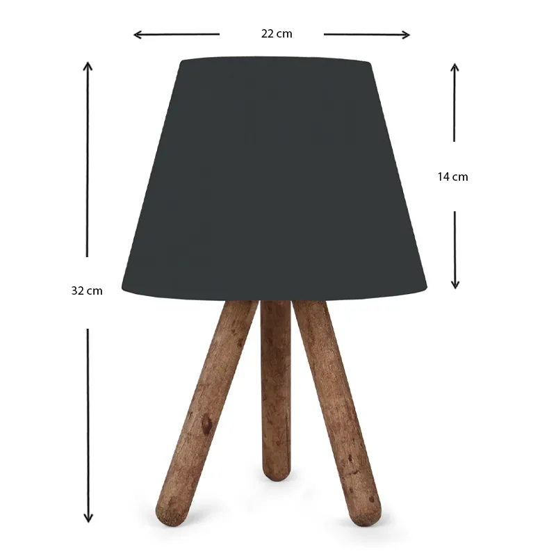 Φωτιστικό επιτραπέζιο Lander Megapap ύφασμα Pvc/ξύλο χρώμα μαύρο/καφέ 22x17x32εκ. - Επιτραπέζια φωτιστικά