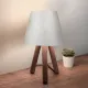 Φωτιστικό επιτραπέζιο Lander Megapap ύφασμα Pvc/ξύλο χρώμα λευκό/καφέ 22x14x32εκ. - Επιτραπέζια φωτιστικά