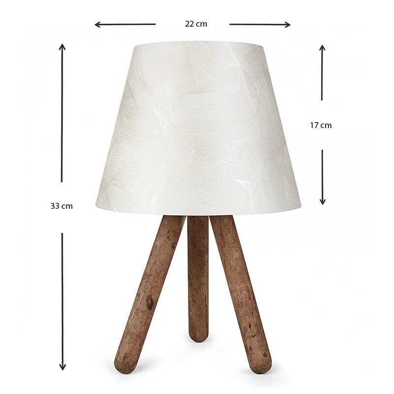 Φωτιστικό επιτραπέζιο Lander Megapap ύφασμα Pvc/ξύλο χρώμα λευκό/καφέ 22x14x32εκ. - Επιτραπέζια φωτιστικά