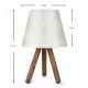 Φωτιστικό επιτραπέζιο Lander Megapap ύφασμα Pvc/ξύλο χρώμα λευκό/καφέ 22x14x32εκ. - Επιτραπέζια φωτιστικά