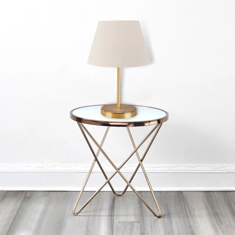 Φωτιστικό επιτραπέζιο Rosenthal Megapap ύφασμα Pvc/χρώμιο χρώμα κρεμ/χρυσό 22x17x37εκ. - Επιτραπέζια φωτιστικά