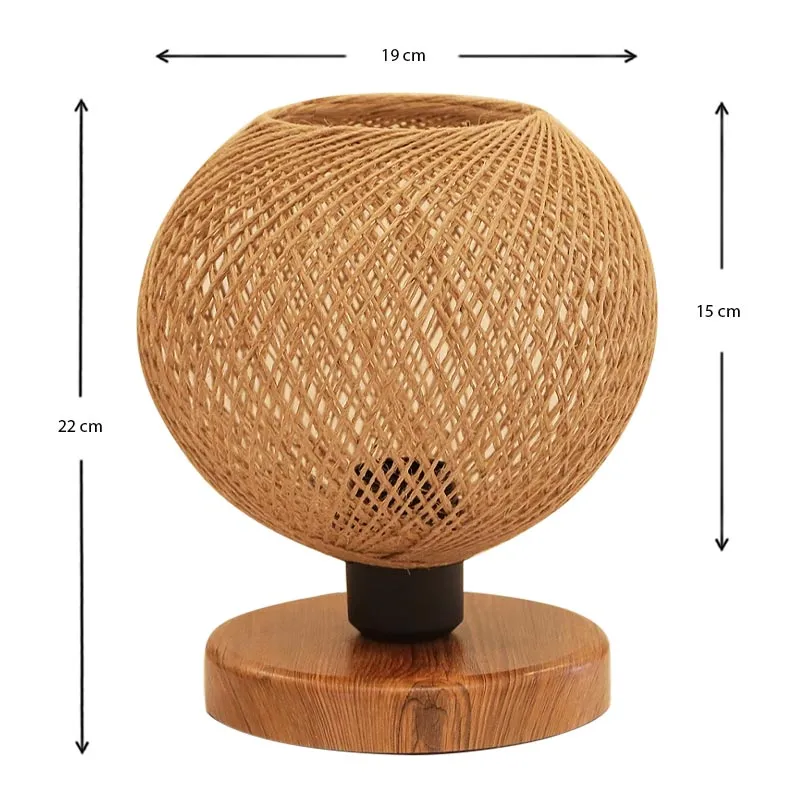 Φωτιστικό επιτραπέζιο Bonnie Megapap E27 κλωστή/Mdf χρώμα φυσικό/καφέ 19x15x22εκ. - Επιτραπέζια φωτιστικά