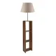 Φωτιστικό δαπέδου Launo Megapap υφασμάτινο Pvc/MDF χρώμα μπεζ/καρυδί 38x38x150εκ. - Φωτιστικά Δαπέδου