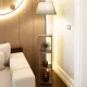 Φωτιστικό δαπέδου Launo Megapap υφασμάτινο Pvc/MDF χρώμα μπεζ/καρυδί 38x38x150εκ. - Φωτιστικά Δαπέδου