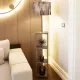 Φωτιστικό δαπέδου Launo Megapap υφασμάτινο Pvc/MDF χρώμα καφέ/καρυδί 38x38x150εκ. - Φωτιστικά Δαπέδου