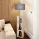 Φωτιστικό δαπέδου Launo Megapap υφασμάτινο Pvc/MDF χρώμα λευκό - γκρι 38x38x150εκ. - Φωτιστικά Δαπέδου