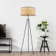 Φωτιστικό δαπέδου Idaho Megapap E27 μεταλλικό - ρατάν χρώμα μαύρο - φυσικό Φ38x150εκ. - Φωτιστικά Δαπέδου