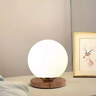 Φωτιστικό επιτραπέζιο Onda Megapap E27 ξύλινο -  γυάλινο χρώμα φυσικό - λευκό Ø15x22εκ.