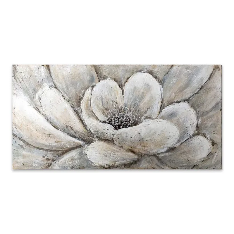 Πίνακας σε καμβά "Silver Flowers" Megapap ψηφιακής εκτύπωσης 140x70x3εκ. - Πίνακες Ζωγραφικής