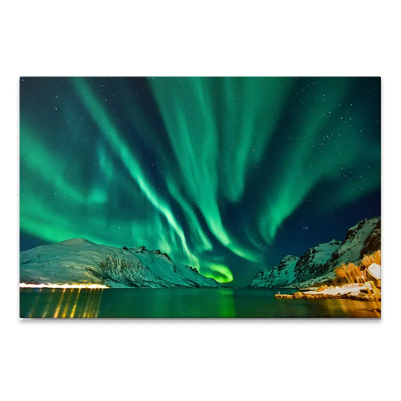 Πίνακας σε καμβά "Aurora Borealis" Megapap ψηφιακής εκτύπωσης 100x70x3εκ. - Διακόσμηση τοίχου