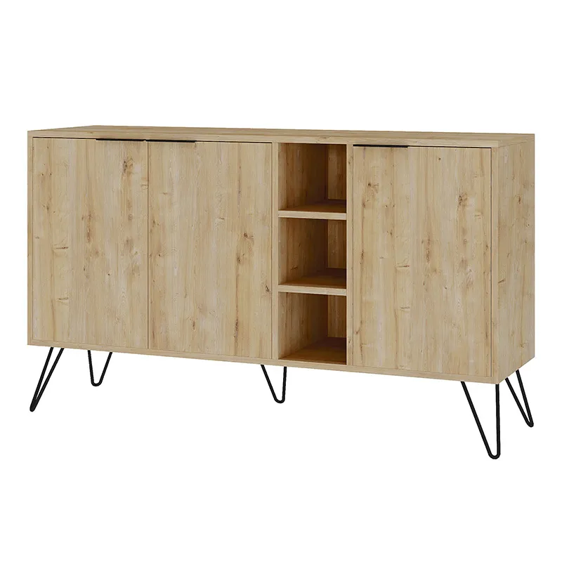 Μπουφές μελαμίνης Clara Megapap χρώμα φυσικό οξιάς 142x35,6x83εκ. - Μπουφέδες
