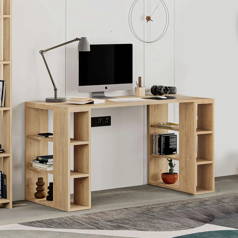Γραφείο εργασίας Colmar Megapap από μελαμίνη χρώμα sapphire oak 140x60x75εκ - Γραφεία