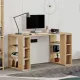 Γραφείο εργασίας Colmar Megapap από μελαμίνη χρώμα sapphire oak 140x60x75εκ - Γραφεία