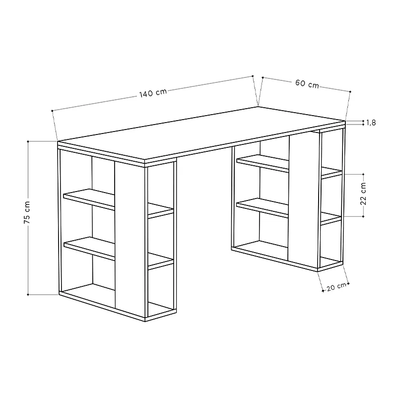 Γραφείο εργασίας Colmar Megapap από μελαμίνη χρώμα sapphire oak 140x60x75εκ - Γραφεία