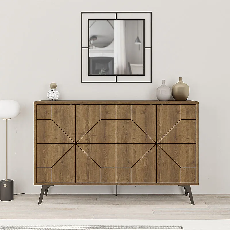 Μπουφές μελαμίνης Dune Megapap χρώμα ανοιχτό καφέ 123x35x77,4εκ. - Μπουφέδες