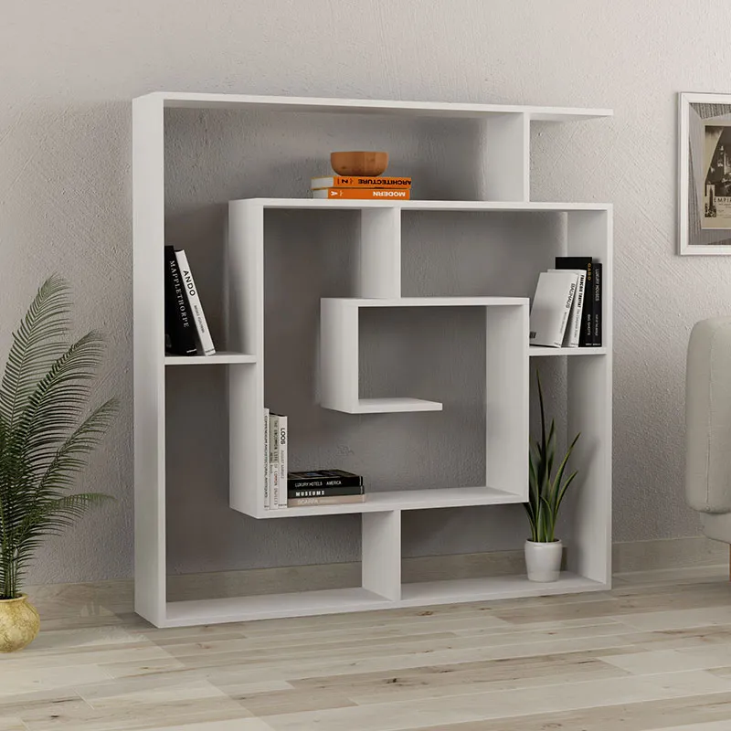 Βιβλιοθήκη μελαμίνης Labirent Megapap χρώμα λευκό 125x22x129εκ. - Βιβλιοθήκες