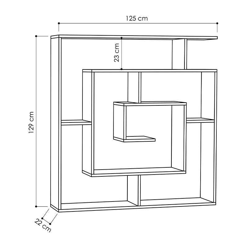 Βιβλιοθήκη μελαμίνης Labirent Megapap χρώμα λευκό 125x22x129εκ. - Βιβλιοθήκες