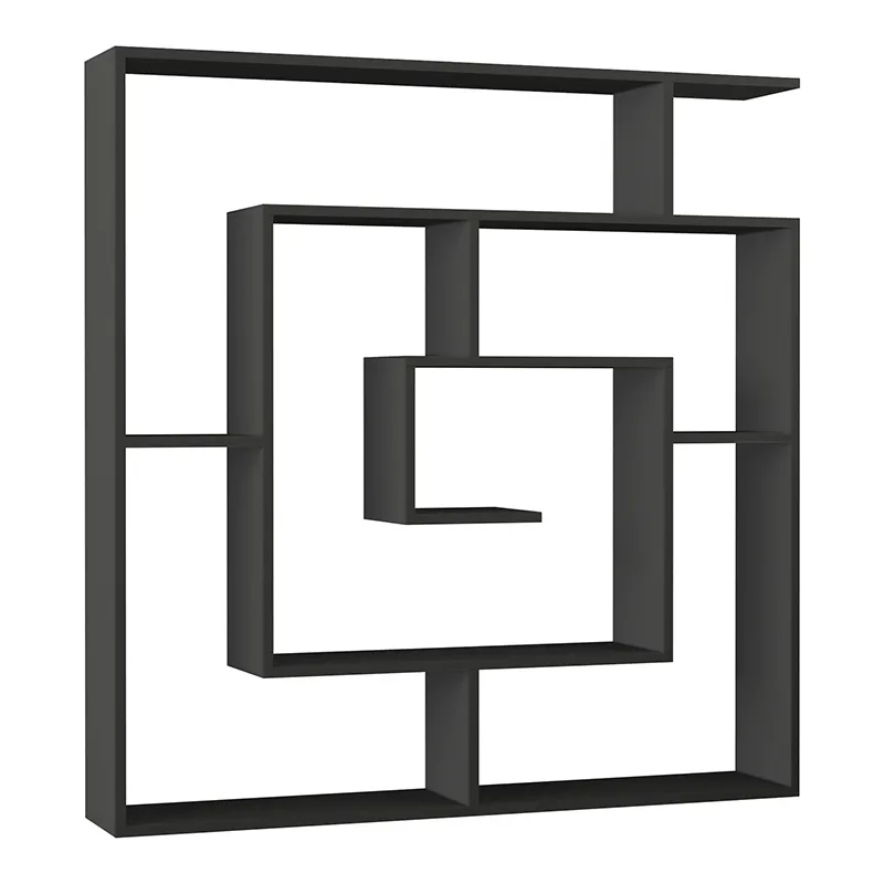 Βιβλιοθήκη μελαμίνης Labirent Megapap χρώμα ανθρακί 125x22x129εκ. - Βιβλιοθήκες